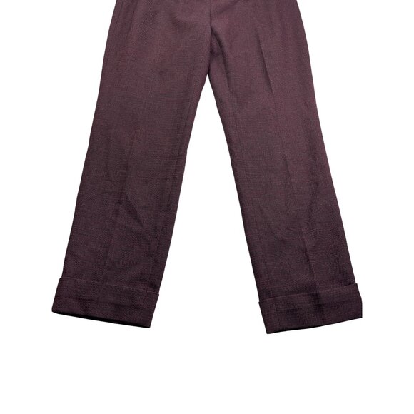 T Tahari Womens Burgundy Black Textured Dress Pants Size 10 Ankle Slim - Picture 3 of 8
